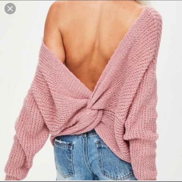 Missguided Sweaters - Missguided pink twist back oversized sweater!